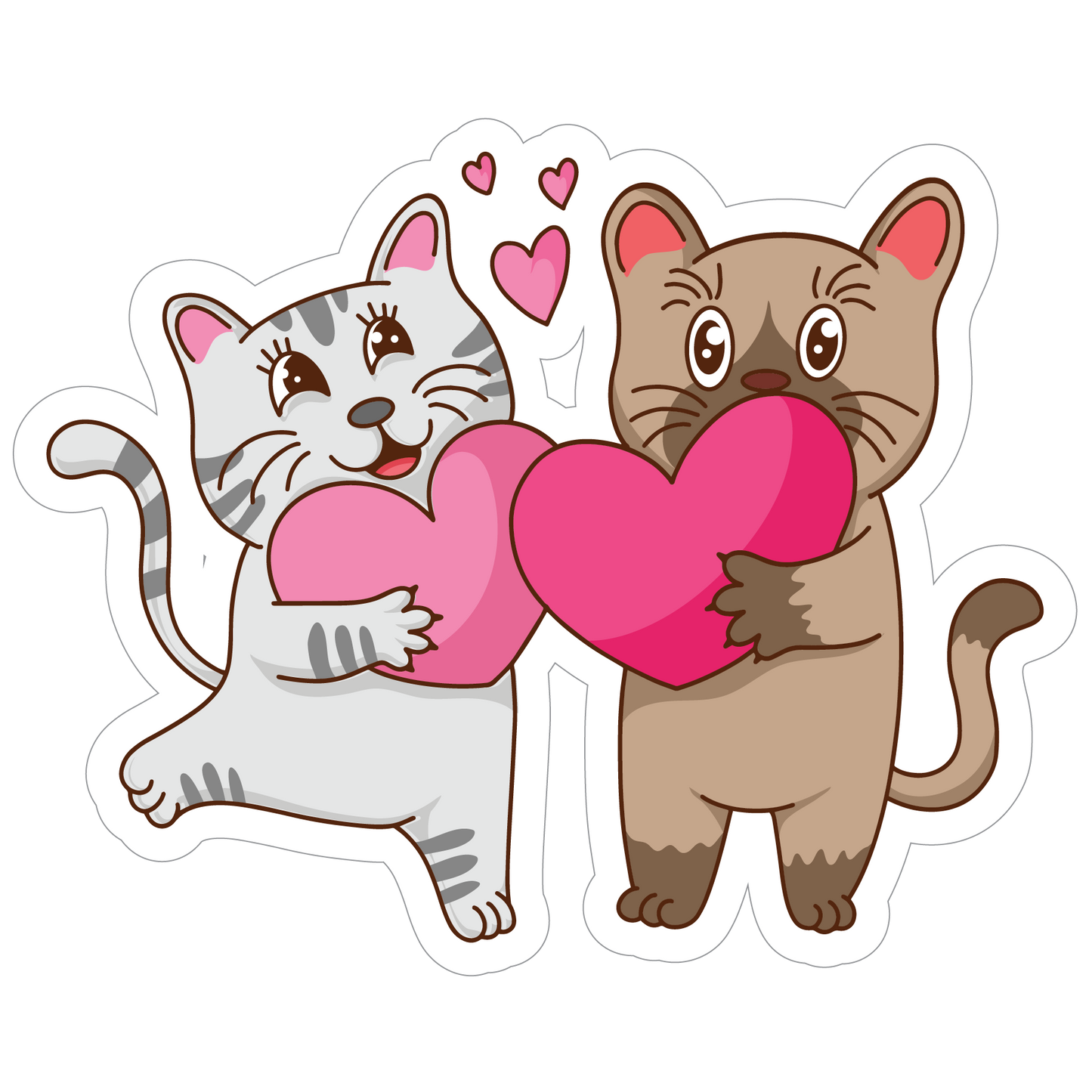 Inspirational Quote "Couple Love Of Cat With Heart" Motivational Sticker Vinyl Decal Motivation Stickers- 5" Vinyl Sticker Waterproof