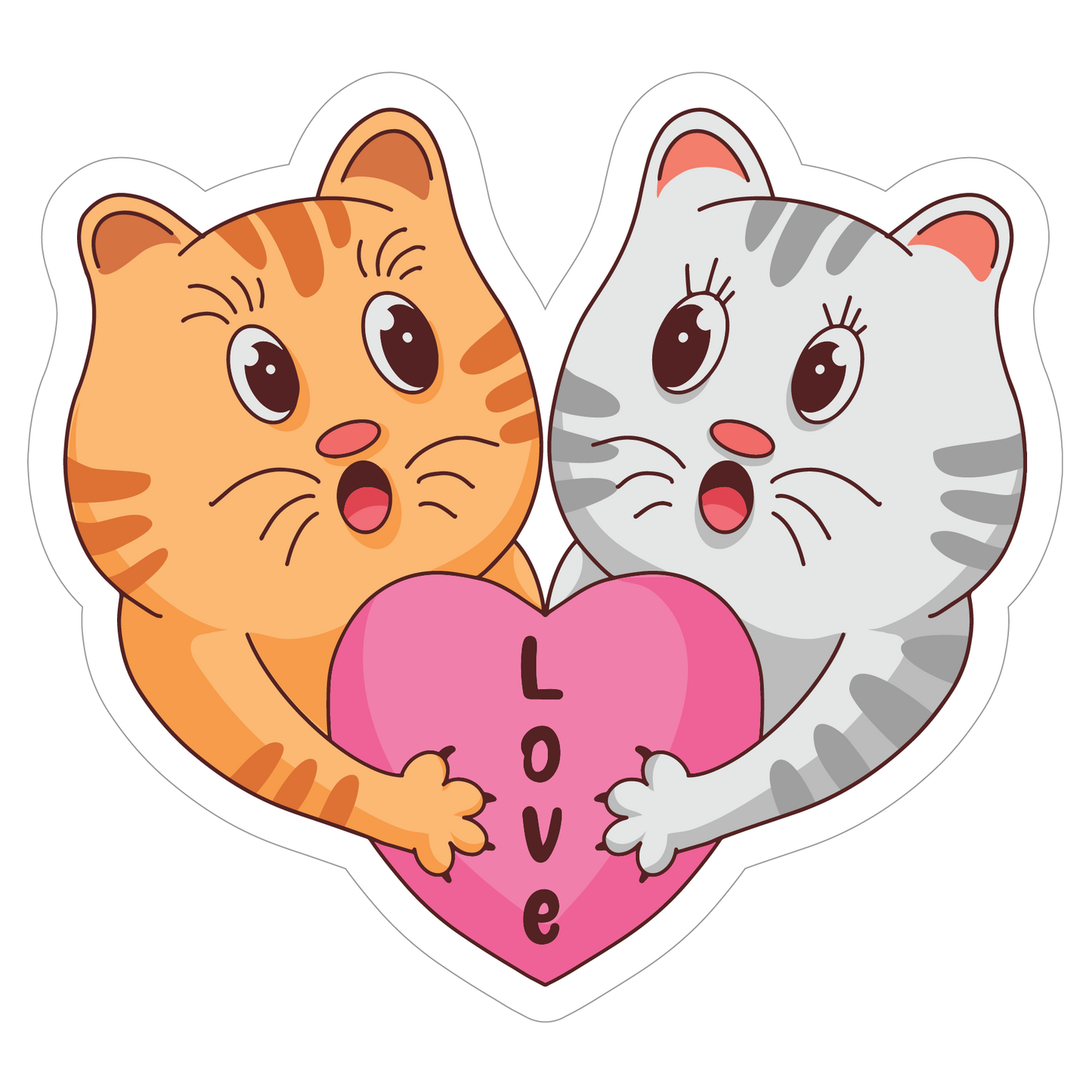 Inspirational Quote "Love Cat Pair" Motivational Sticker Vinyl Decal Motivation Stickers- 5" Vinyl Sticker Waterproof