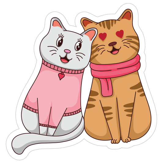 Inspirational Quote "Cute Cat Loving Couple" Motivational Sticker Vinyl Decal Motivation Stickers- 5" Vinyl Sticker Waterproof