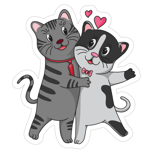 Inspirational Quote "Funny Loving Cat Couple" Motivational Sticker Vinyl Decal Motivation Stickers- 5" Vinyl Sticker Waterproof