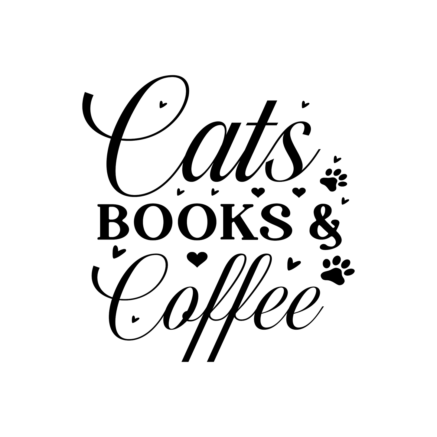 Inspirational Quote "Cats Books & Coffee" Motivational Sticker Vinyl Decal Motivation Stickers- 5" Vinyl Sticker Waterproof