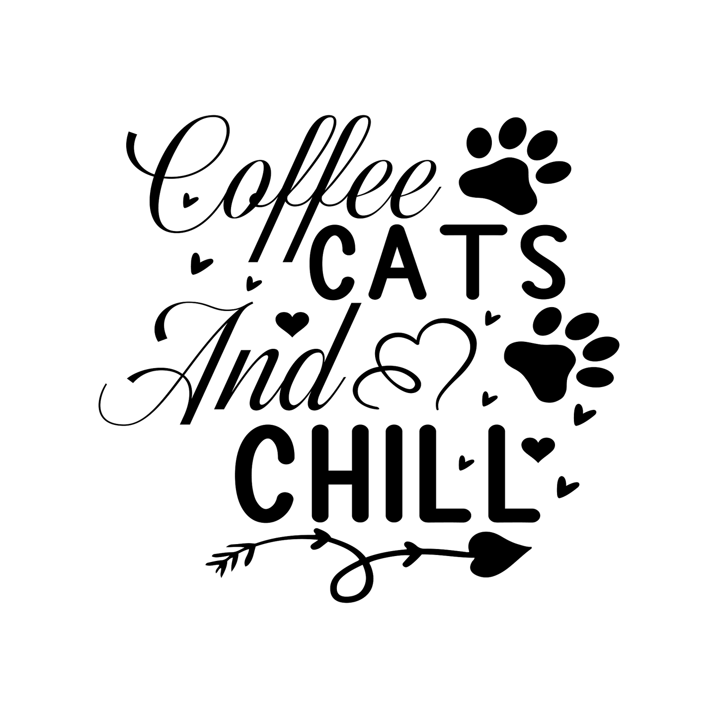 Inspirational Quote "Coffee Cats And Chills" Motivational Sticker Vinyl Decal Motivation Stickers- 5" Vinyl Sticker Waterproof