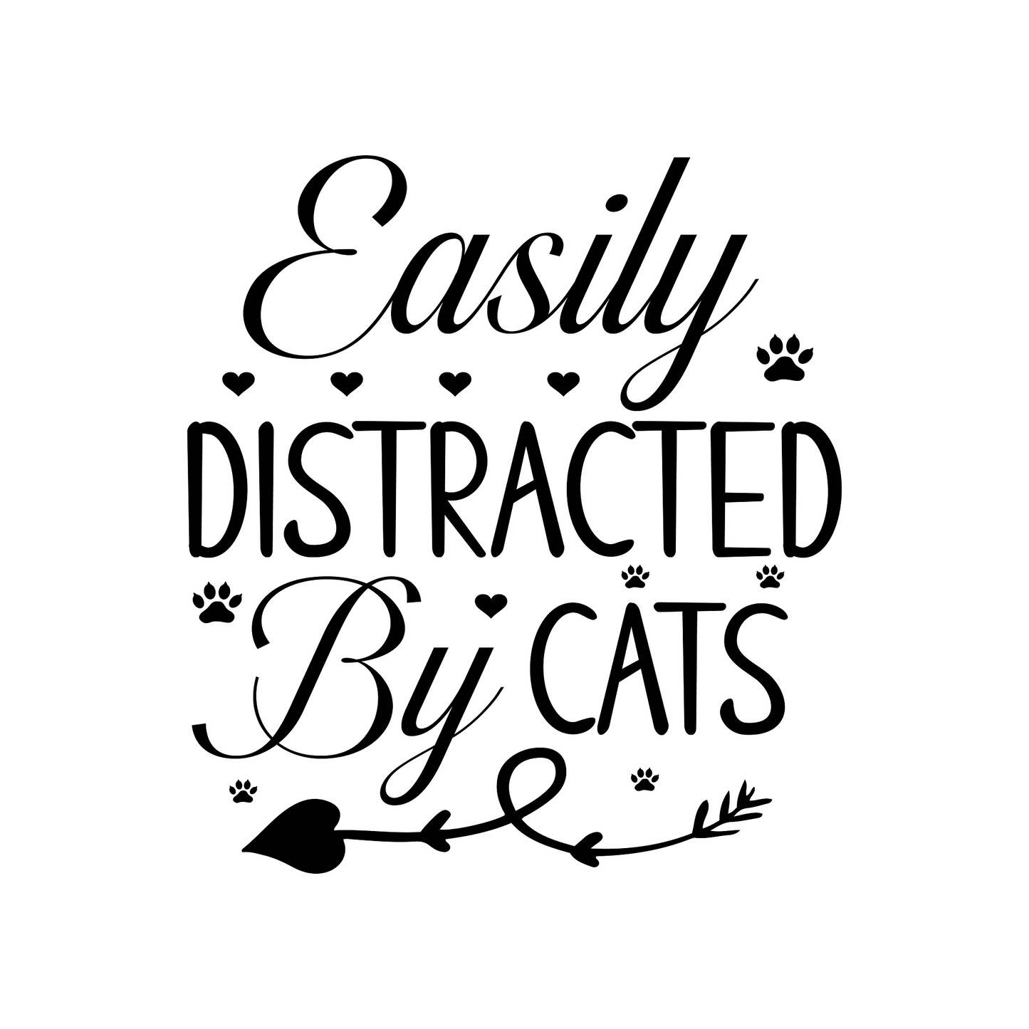 Inspirational Quote "Easily Distracted By Cats Great Sticker" Motivational Sticker Vinyl Decal Motivation Stickers- 5" Vinyl Sticker Waterproof