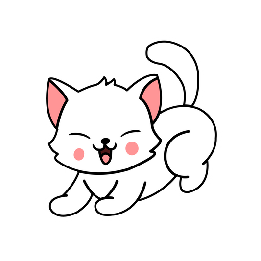 Inspirational Quote "Happy White Kitten Cat" Motivational Sticker Vinyl Decal Motivation Stickers- 5" Vinyl Sticker Waterproof