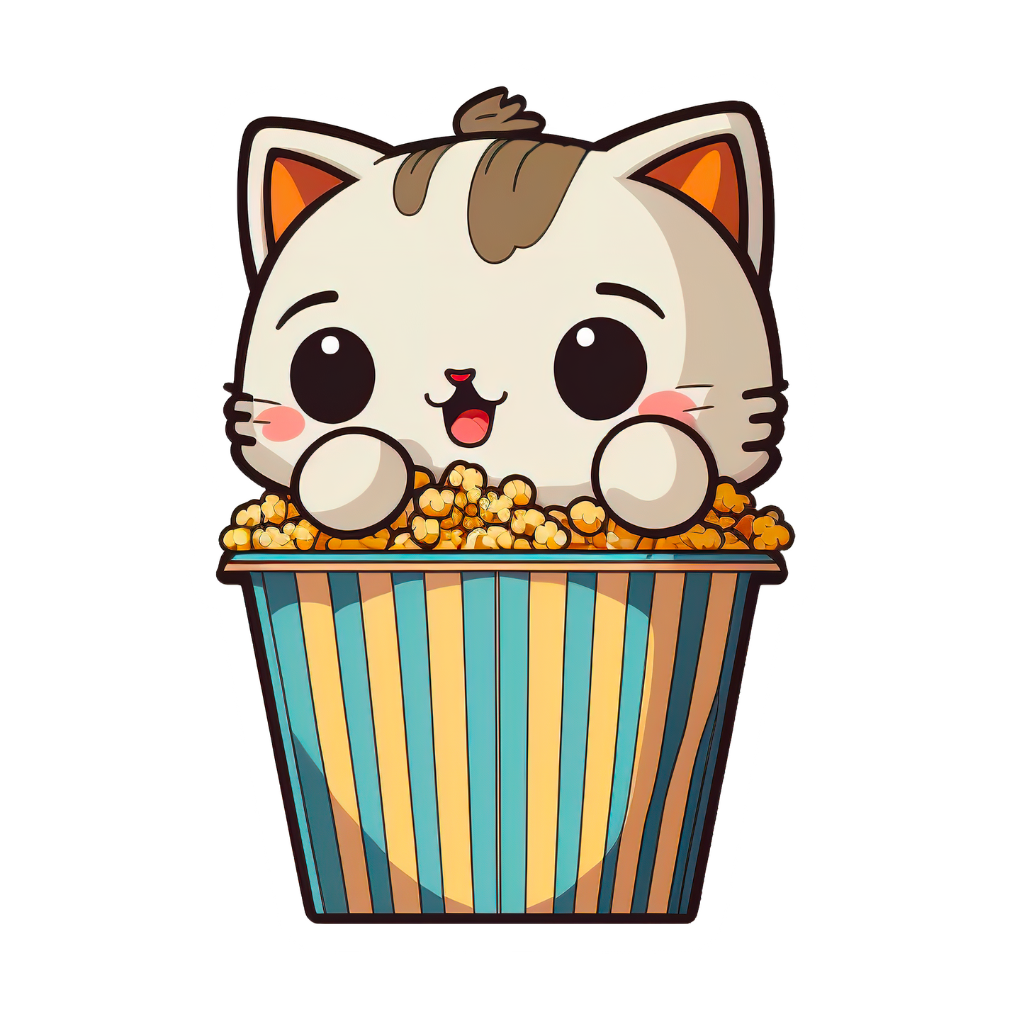 Inspirational Quote "Cat With PopCorn" Motivational Sticker Vinyl Decal Motivation Stickers- 5" Vinyl Sticker Waterproof