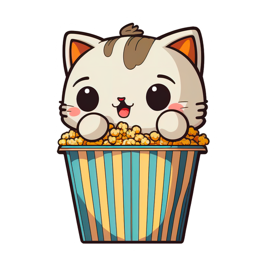 Inspirational Quote "Cat With PopCorn" Motivational Sticker Vinyl Decal Motivation Stickers- 5" Vinyl Sticker Waterproof