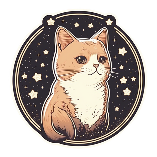 Inspirational Quote "Cute Cat in Star Circle" Motivational Sticker Vinyl Decal Motivation Stickers- 5" Vinyl Sticker Waterproof