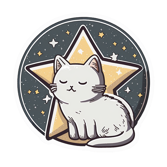 Inspirational Quote "A cat in The Star Circle" Motivational Sticker Vinyl Decal Motivation Stickers- 5" Vinyl Sticker Waterproof