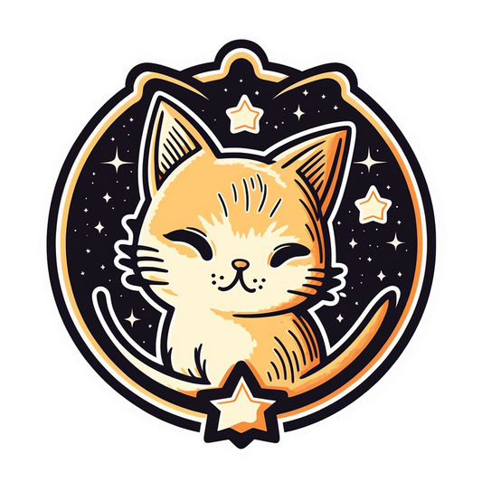 Inspirational Quote "A Cute cat in The Star Circle" Motivational Sticker Vinyl Decal Motivation Stickers- 5" Vinyl Sticker Waterproof