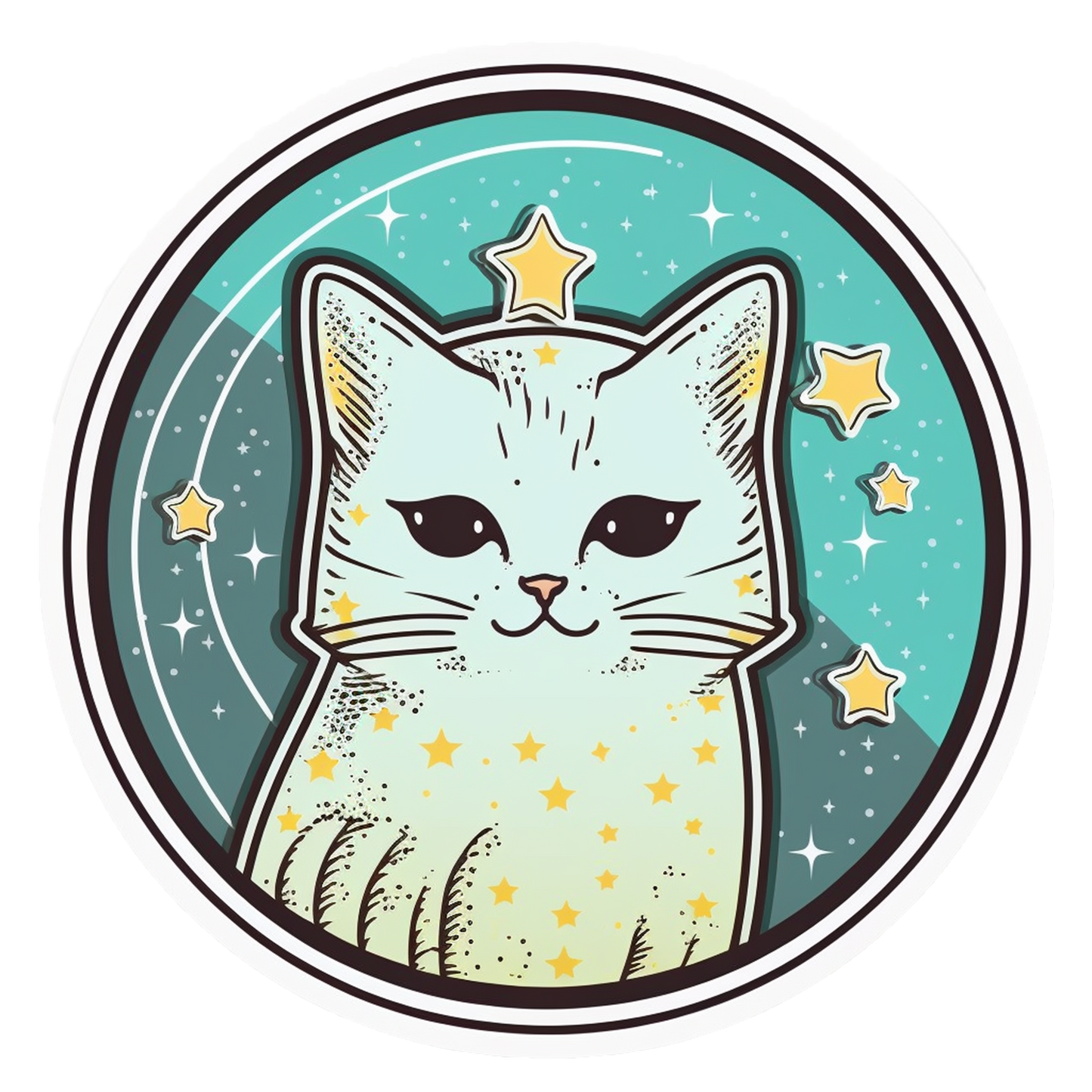 Inspirational Quote "A Cute cat in The Star Circle Sticker" Motivational Sticker Vinyl Decal Motivation Stickers- 5" Vinyl Sticker Waterproof