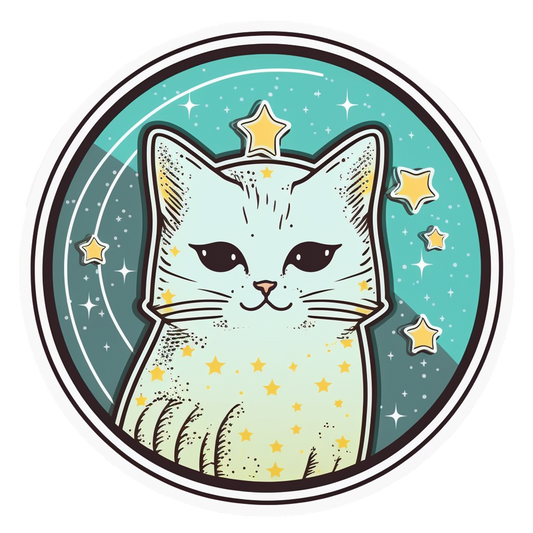 Inspirational Quote "A Cute cat in The Star Circle Sticker" Motivational Sticker Vinyl Decal Motivation Stickers- 5" Vinyl Sticker Waterproof