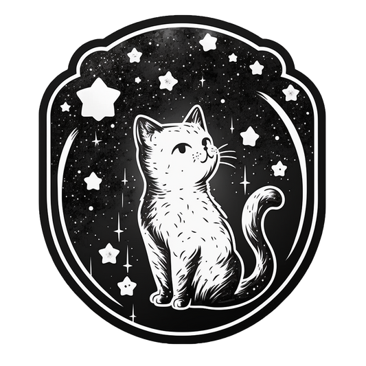 Inspirational Quote "Cat and Star Sketch" Motivational Sticker Vinyl Decal Motivation Stickers- 5" Vinyl Sticker Waterproof