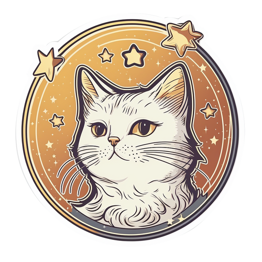 Inspirational Quote "White Beautiful Cat With Star" Motivational Sticker Vinyl Decal Motivation Stickers- 5" Vinyl Sticker Waterproof