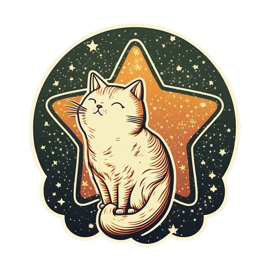 Inspirational Quote "Funny Shiny Cat in The Star" Motivational Sticker Vinyl Decal Motivation Stickers- 5" Vinyl Sticker Waterproof