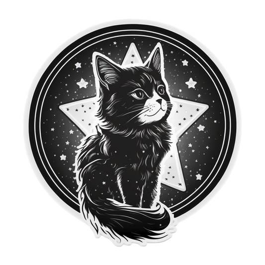 Inspirational Quote "Black Shiny Cat in The Circle" Motivational Sticker Vinyl Decal Motivation Stickers- 5" Vinyl Sticker Waterproof