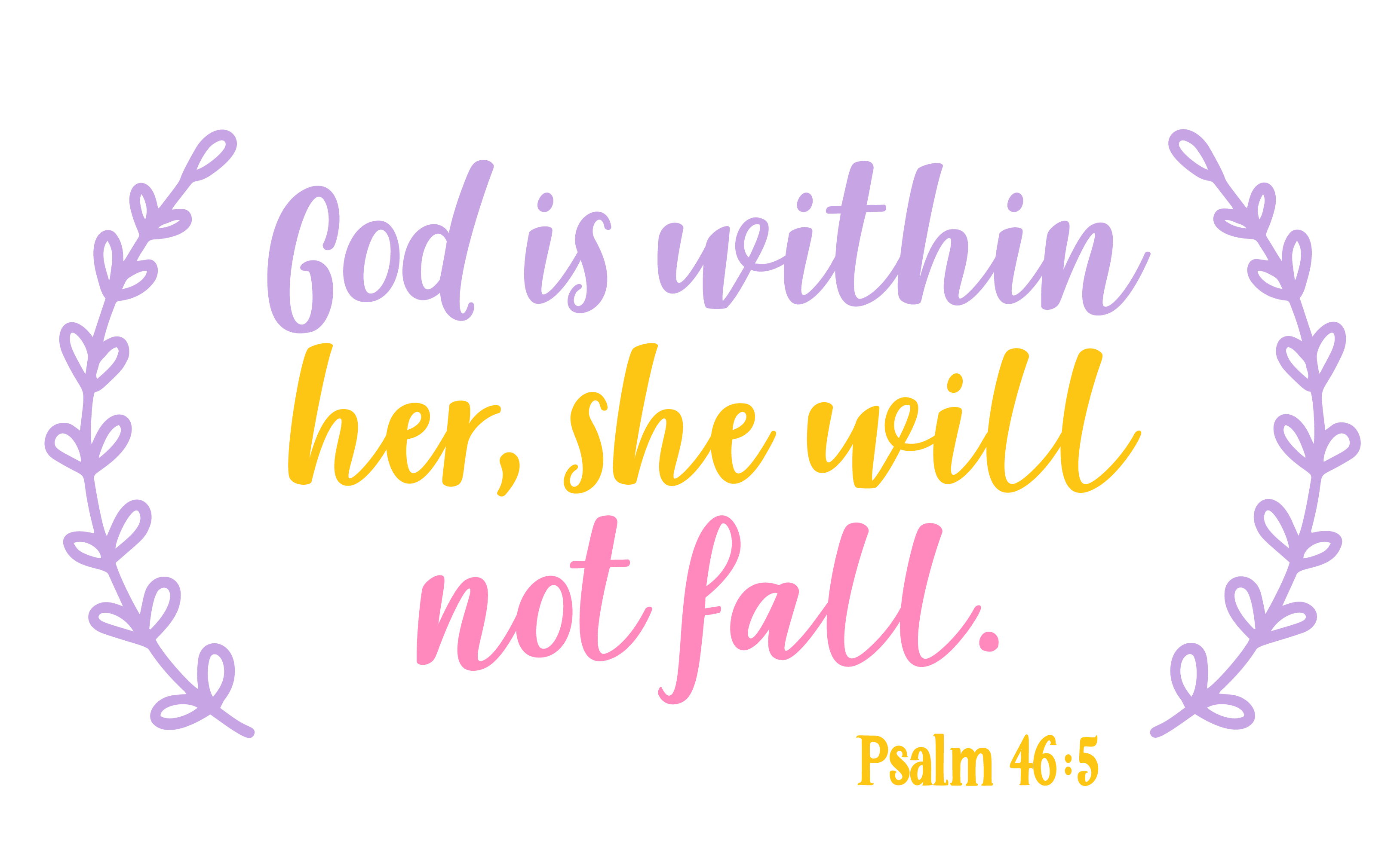 Inspirational Quote "God is Within Her, She Will Not Fall. PSALM 46:5" Motivational Sticker Vinyl Decal Motivation Stickers- 5" Vinyl Sticker Waterproof