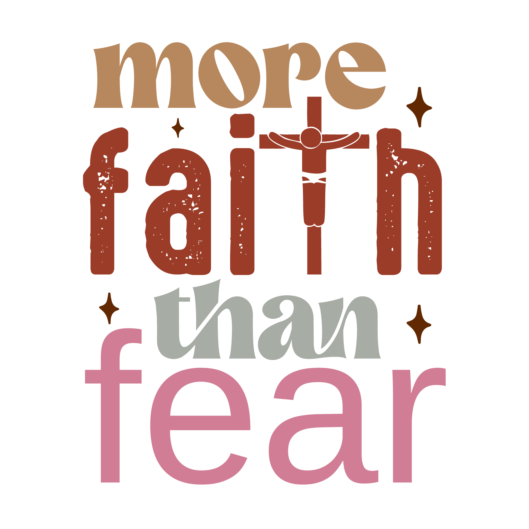 Inspirational Quote "More Faith Than Fear" Motivational Sticker Vinyl Decal Motivation Stickers- 5" Vinyl Sticker Waterproof
